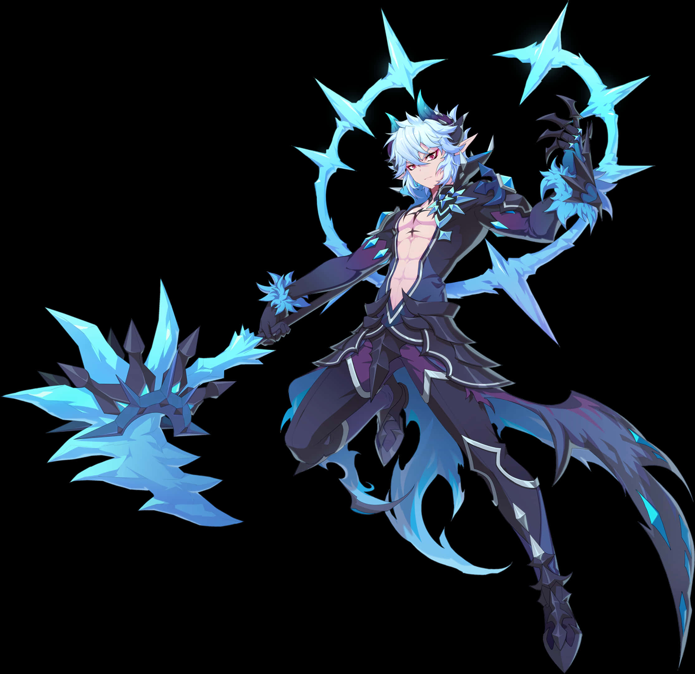 Ice Elemental Anime Character PNG