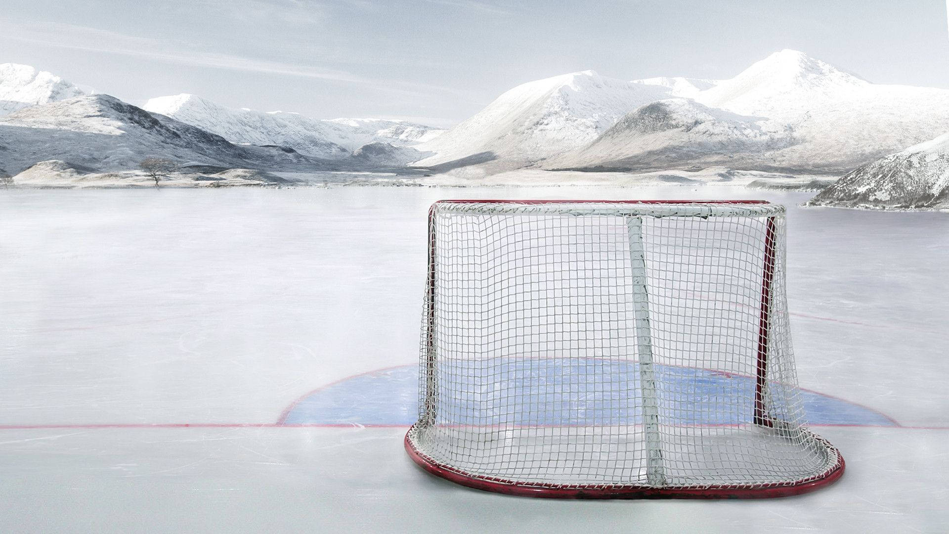 Puertade Hockey Sobre Hielo En La Nieve. Fondo de pantalla