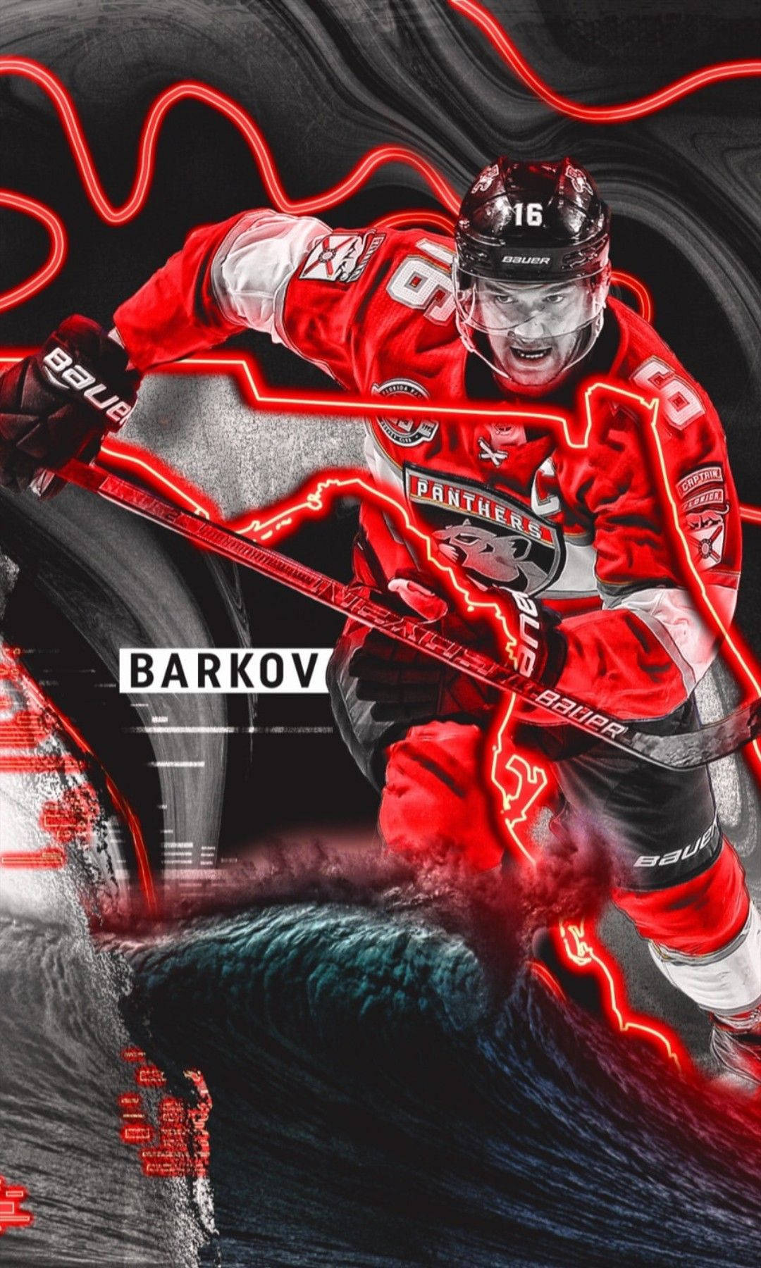 Ishockeyspelarealeksander Barkov Grafisk Poster Wallpaper