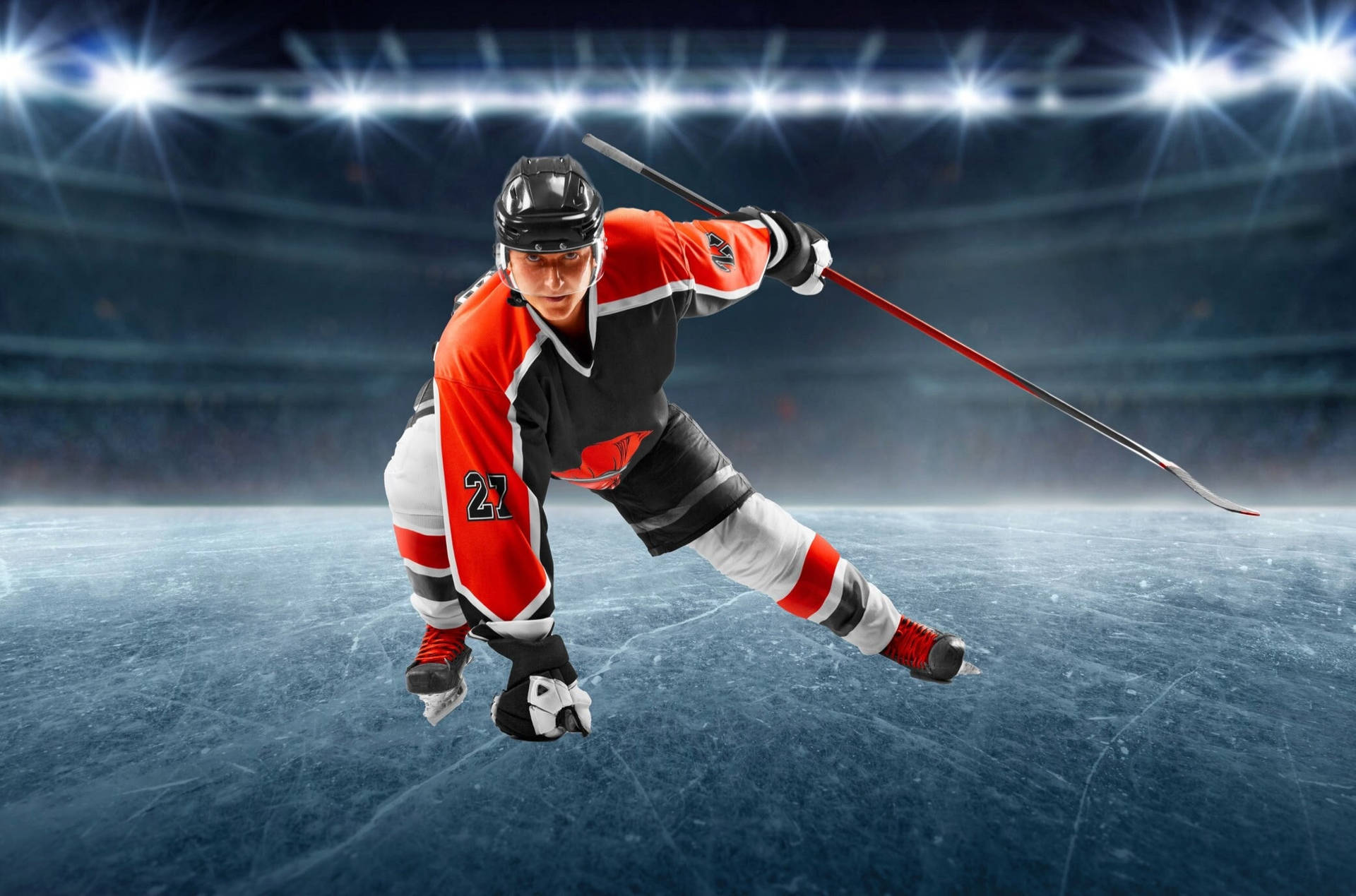 Diseñode Arte Gráfico De Jugador De Hockey Sobre Hielo Fondo de pantalla