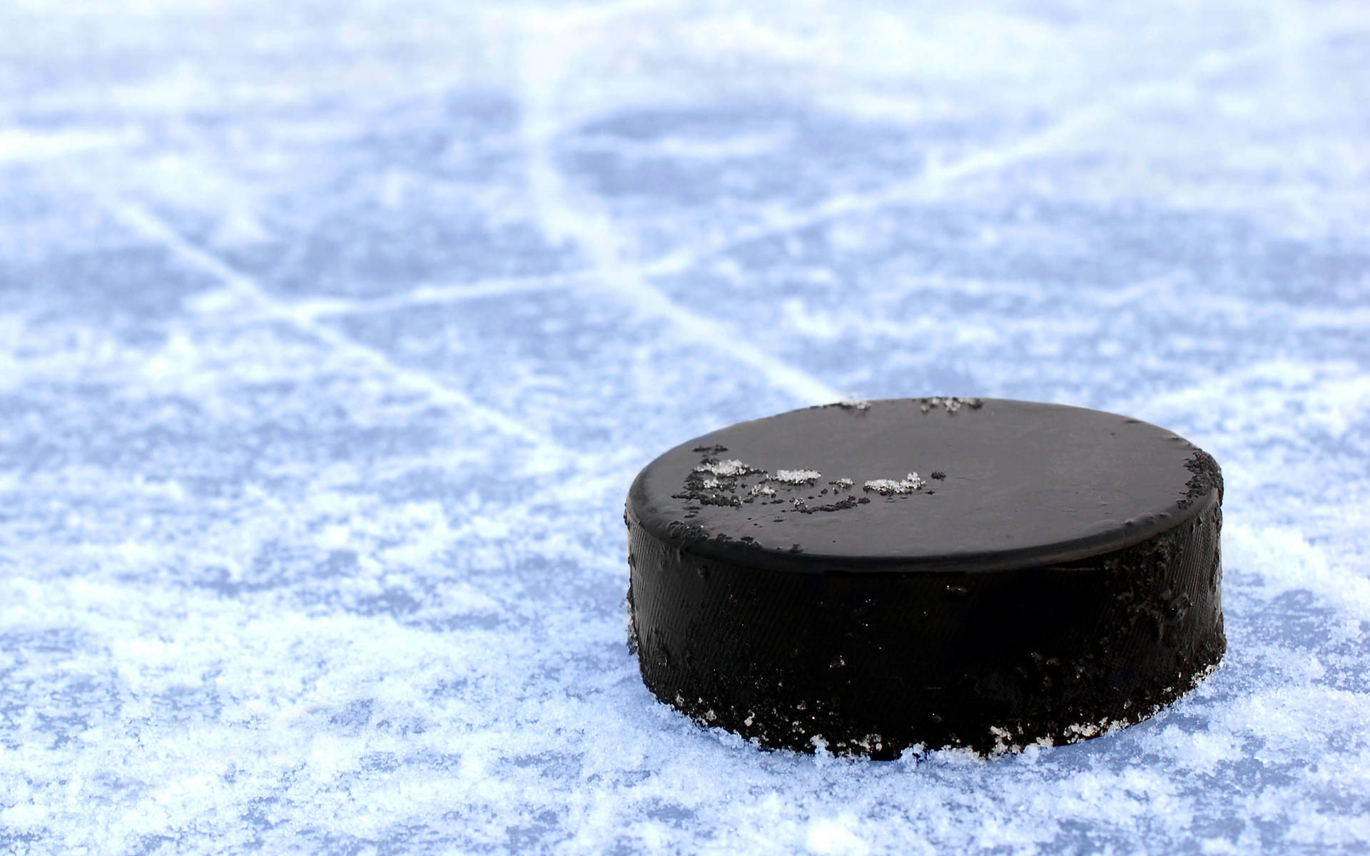 Ice Hockey Puck In the Rink Wallpaper