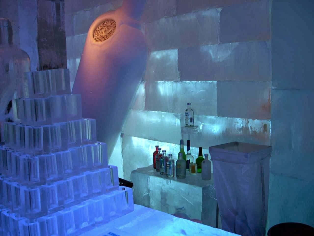Stunning View of the Ice Hotel's Interior Wallpaper