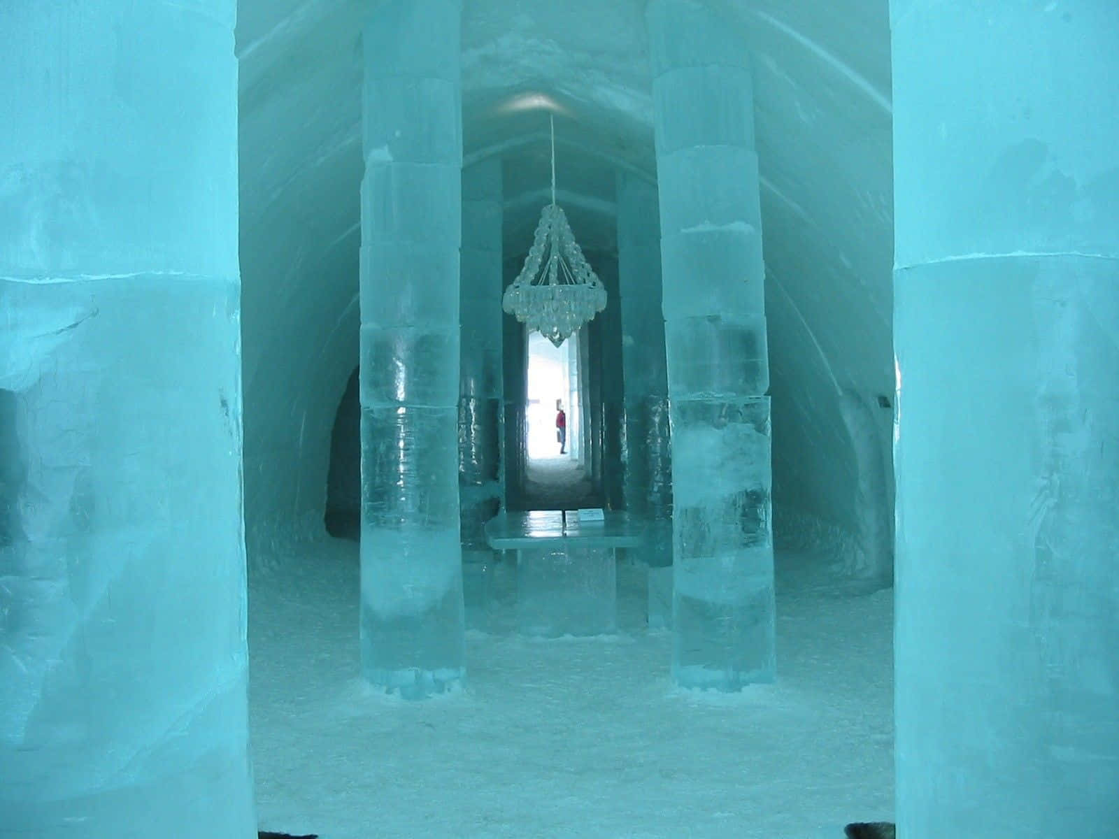 Majestic Ice Hotel Under Northern Lights Wallpaper