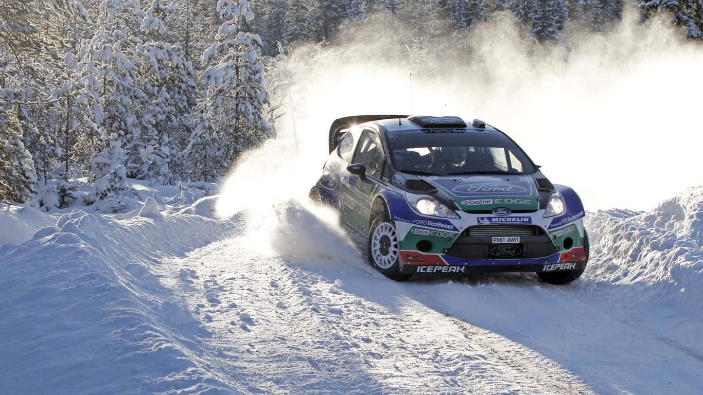 Exciting Ice Racing Action Wallpaper