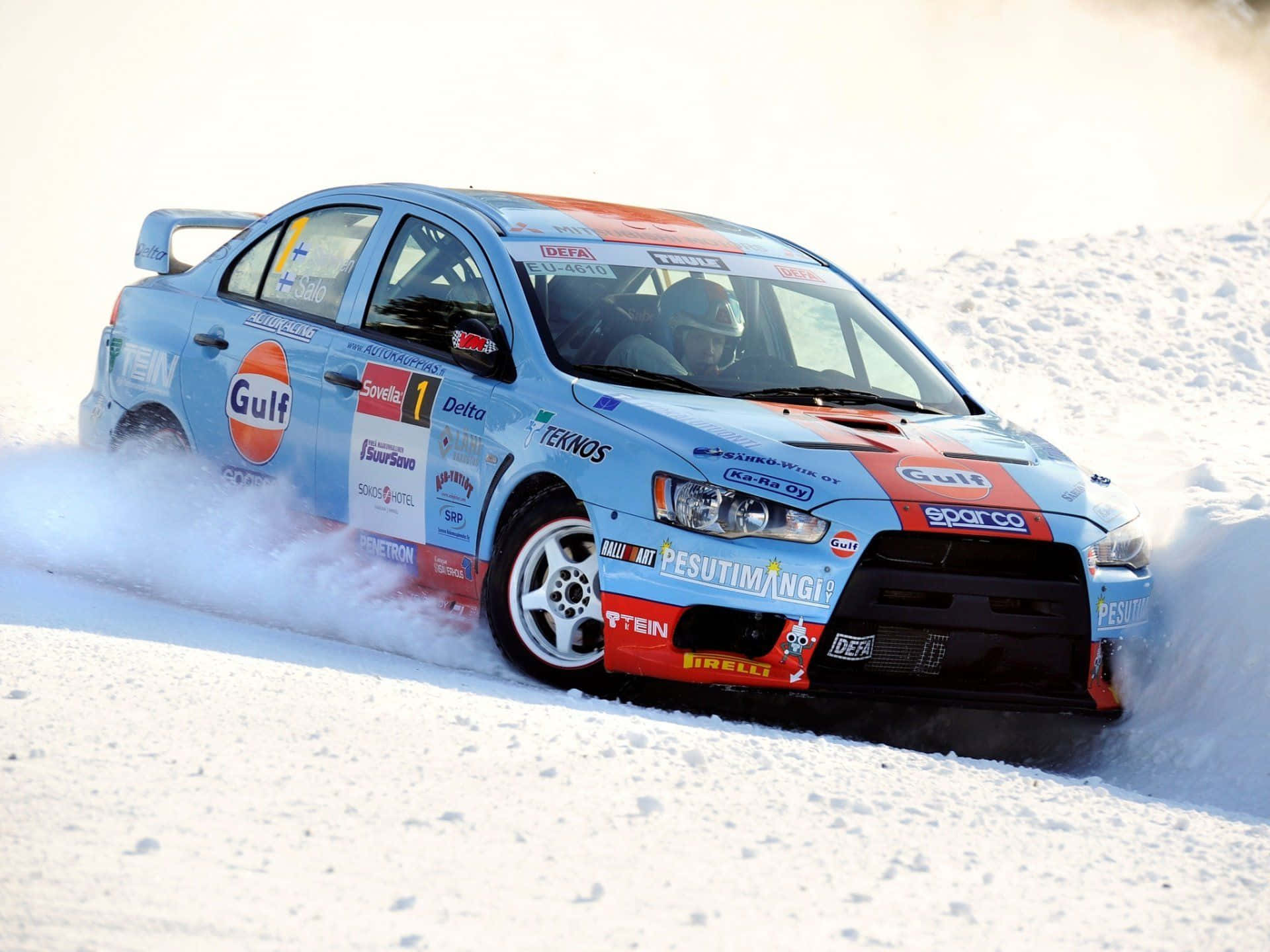 Thrilling Ice Racing action in icy terrain Wallpaper