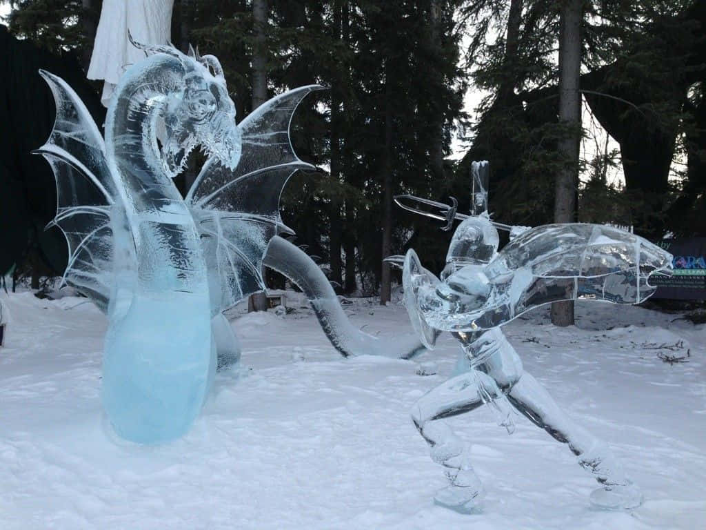 Majestic Ice Sculpture Glistening in the Sun Wallpaper