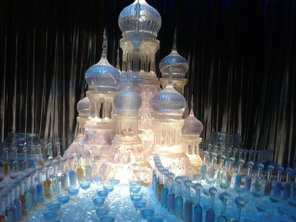 Majestic Ice Sculpture in Winter Wonderland Wallpaper