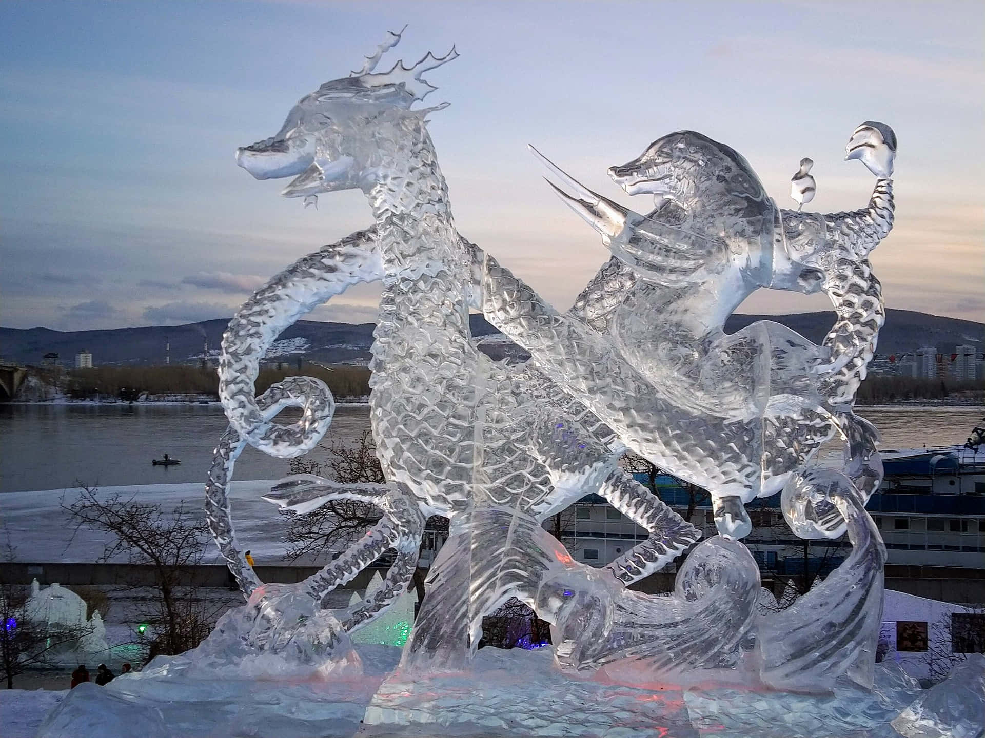 Stunning Swan Ice Sculpture Wallpaper