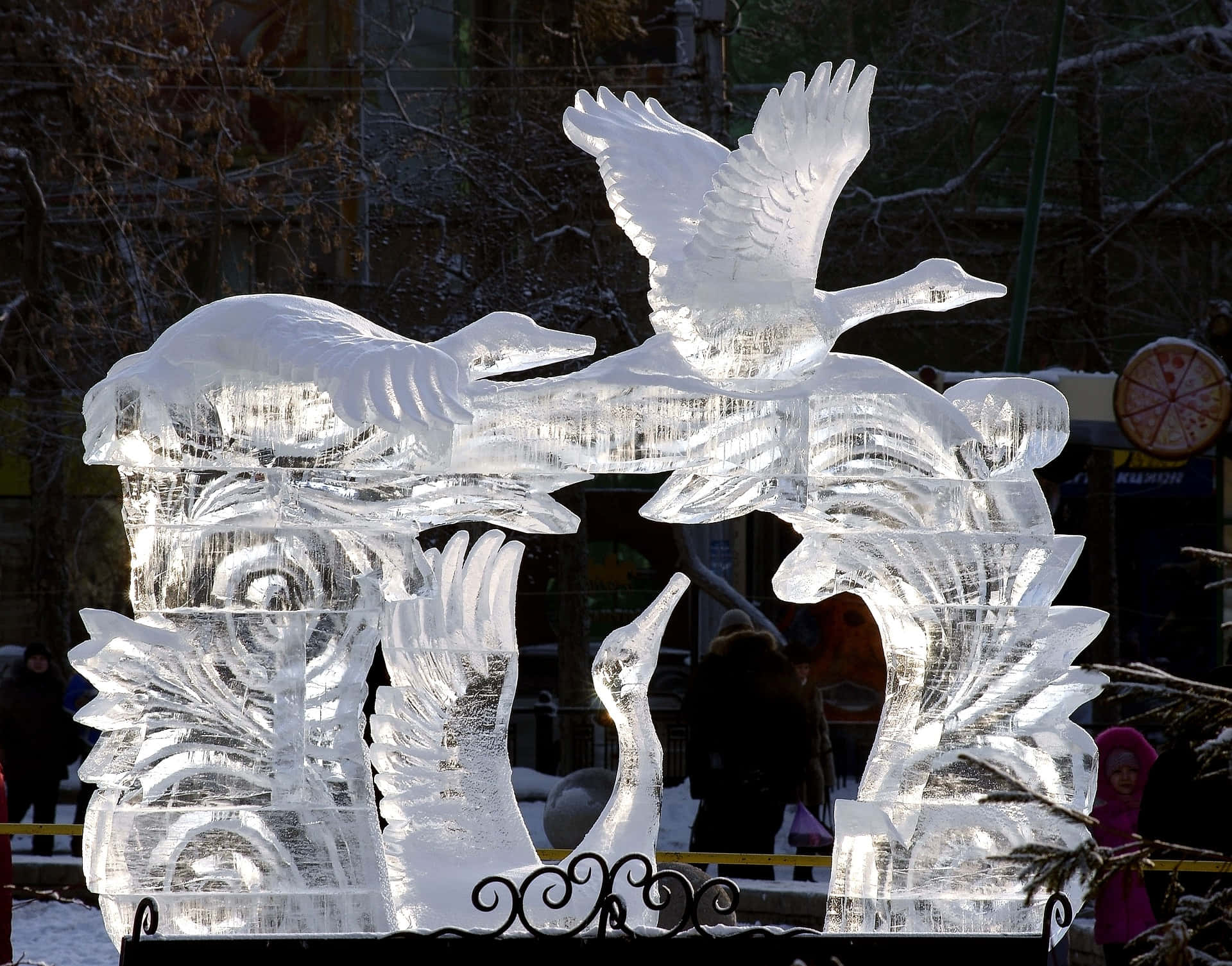 Elegant Ice Sculpture Masterpiece Wallpaper