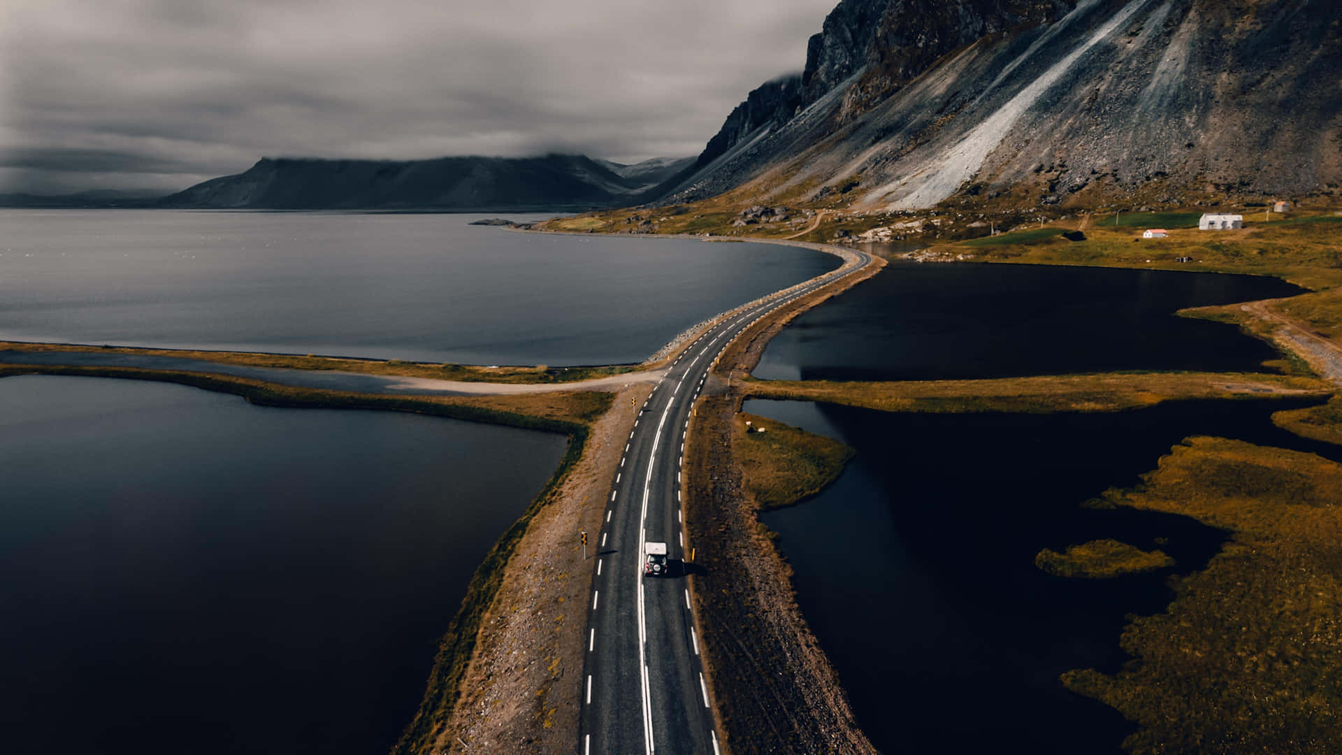 Road With Mountain In Iceland Desktop Wallpaper