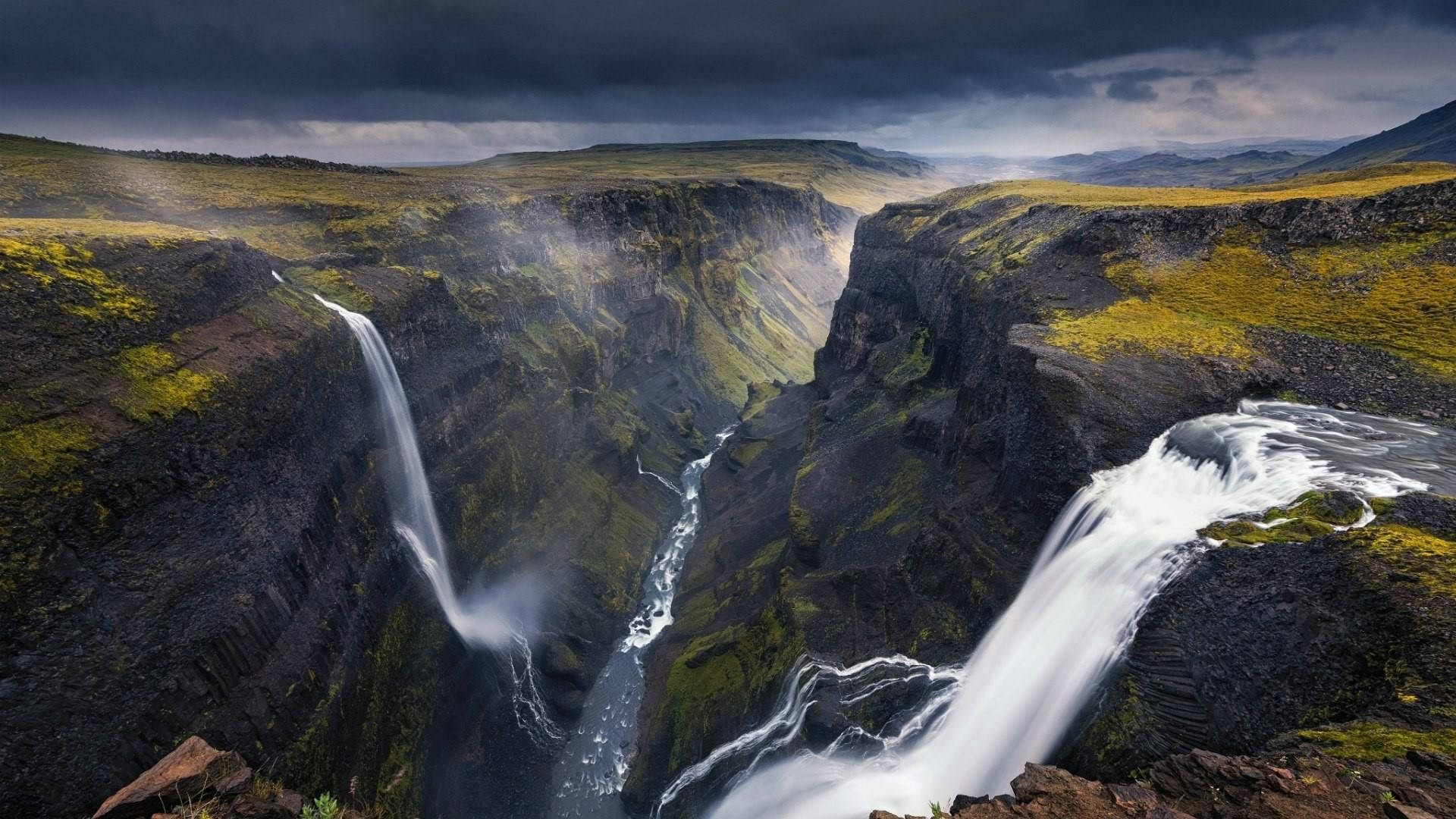 Iceland Mountain Falls
