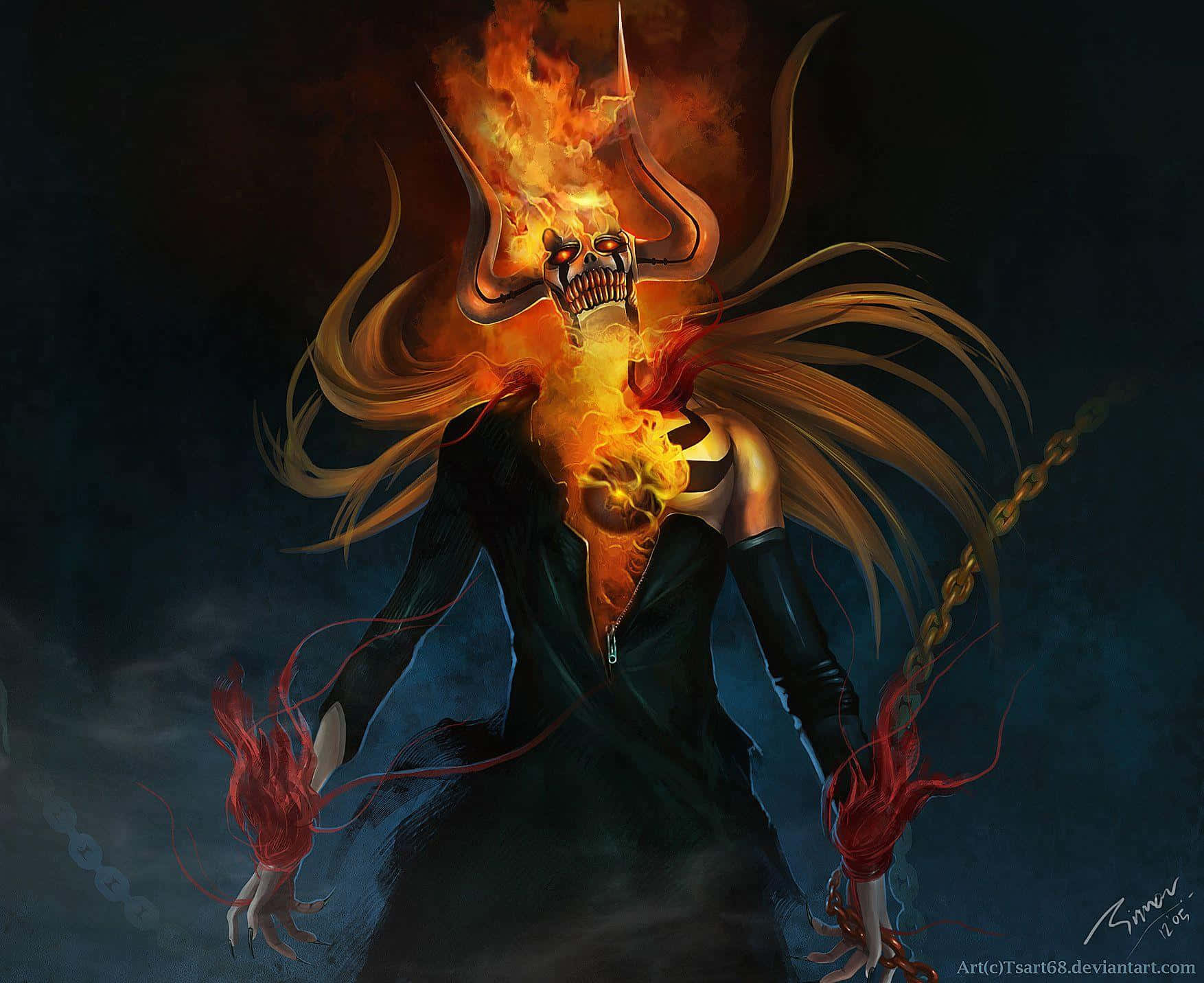 Vasto Lorde Ichigo Final Form On Fire Wallpaper