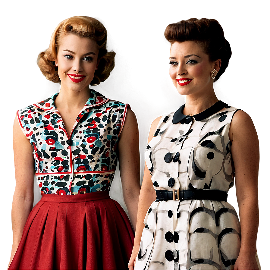 Iconic 1950s Fashion Outfits Png 06242024 PNG