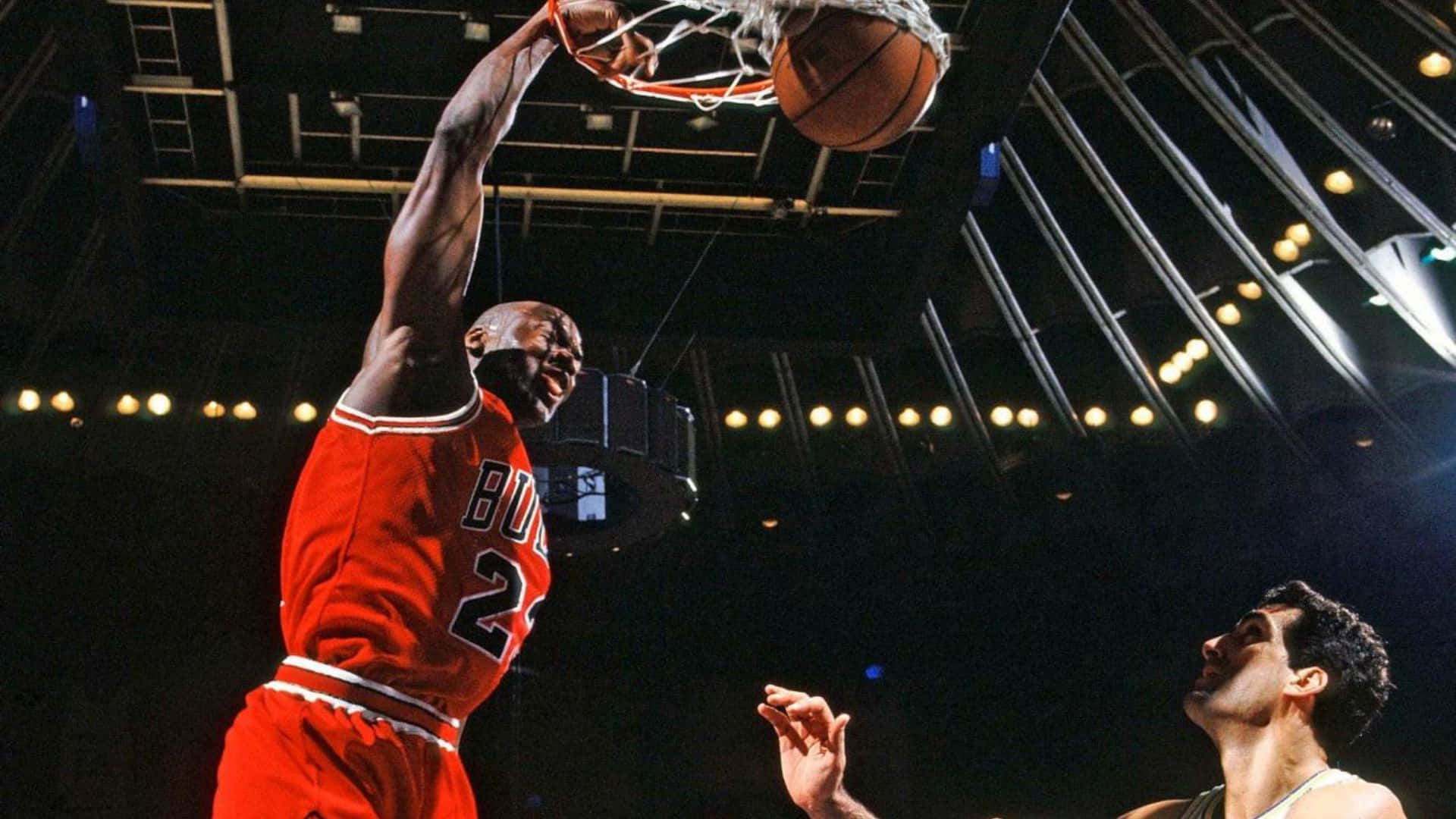 Iconische Basketbal Slam Dunk Achtergrond