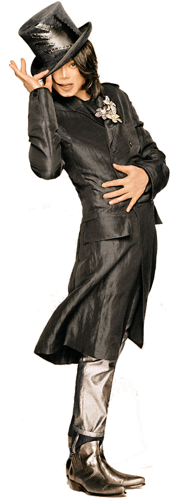 Iconic Black Fedoraand Suit Pose PNG