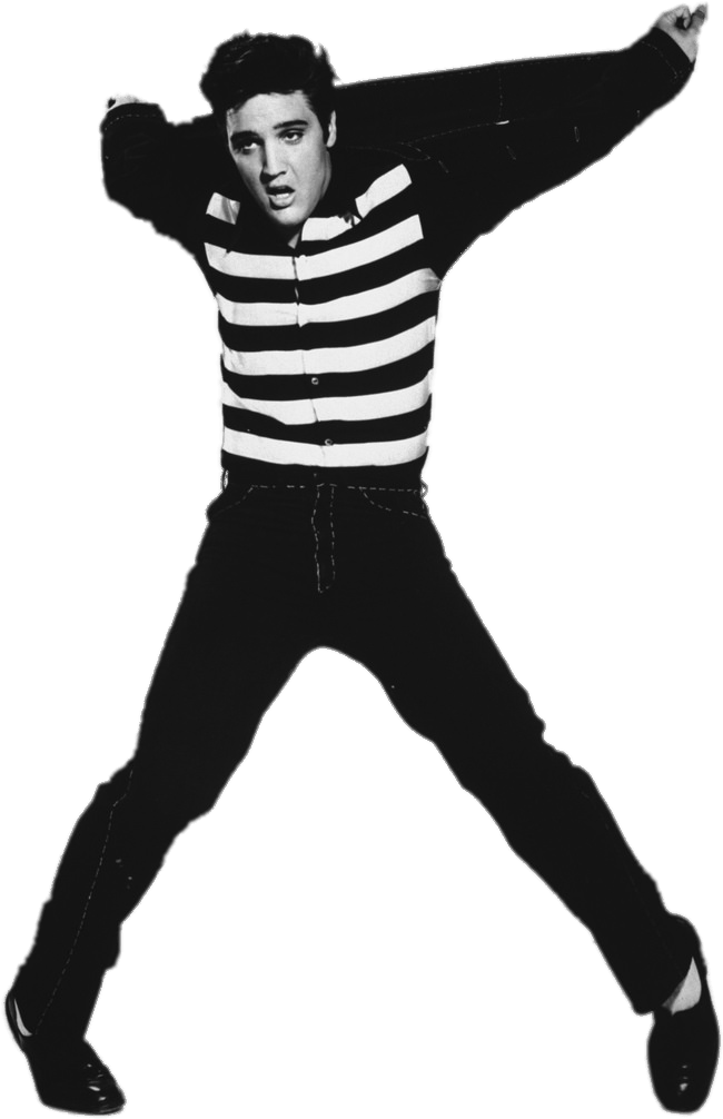 Iconic Blackand White Elvis Pose PNG