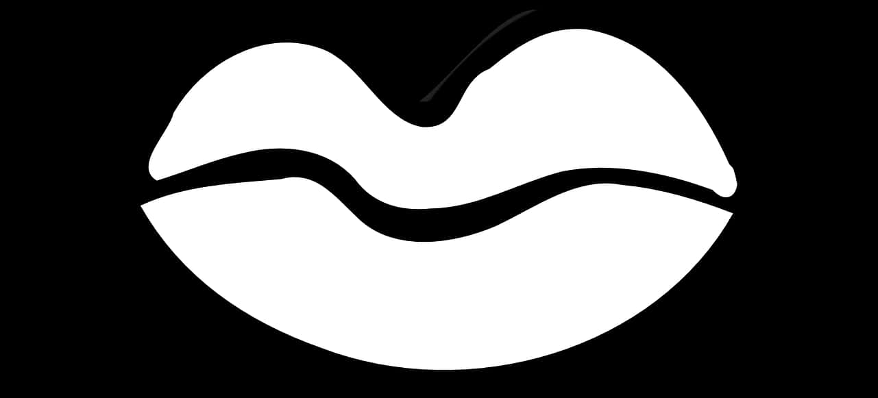 Iconic Blackand White Lips SVG