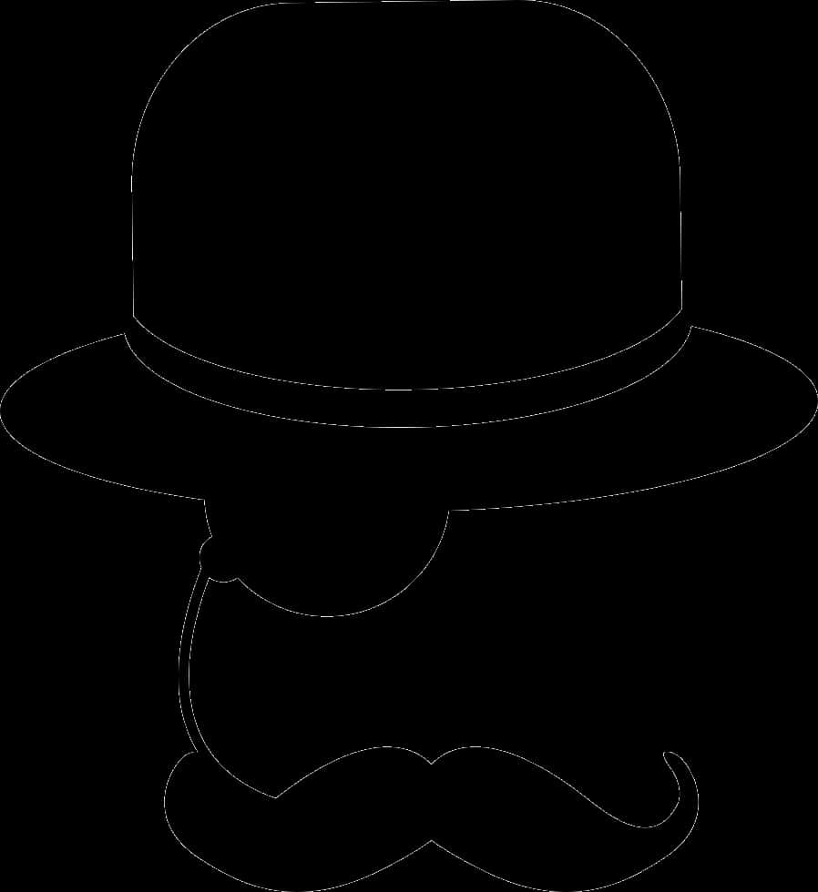 Iconic Bowler Hatand Mustache PNG