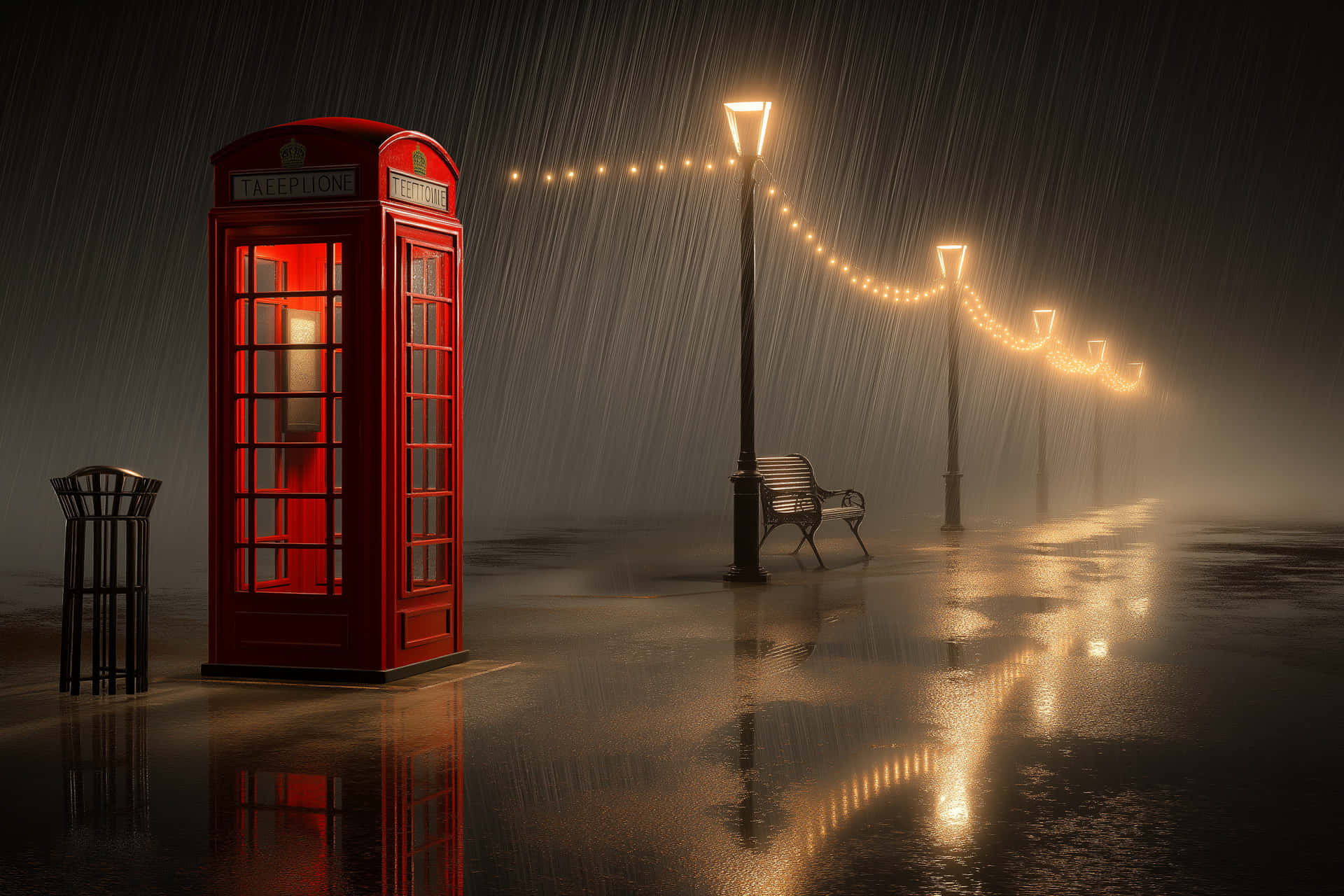 Iconic British Telephone Booth In An Empty Setting Wallpaper