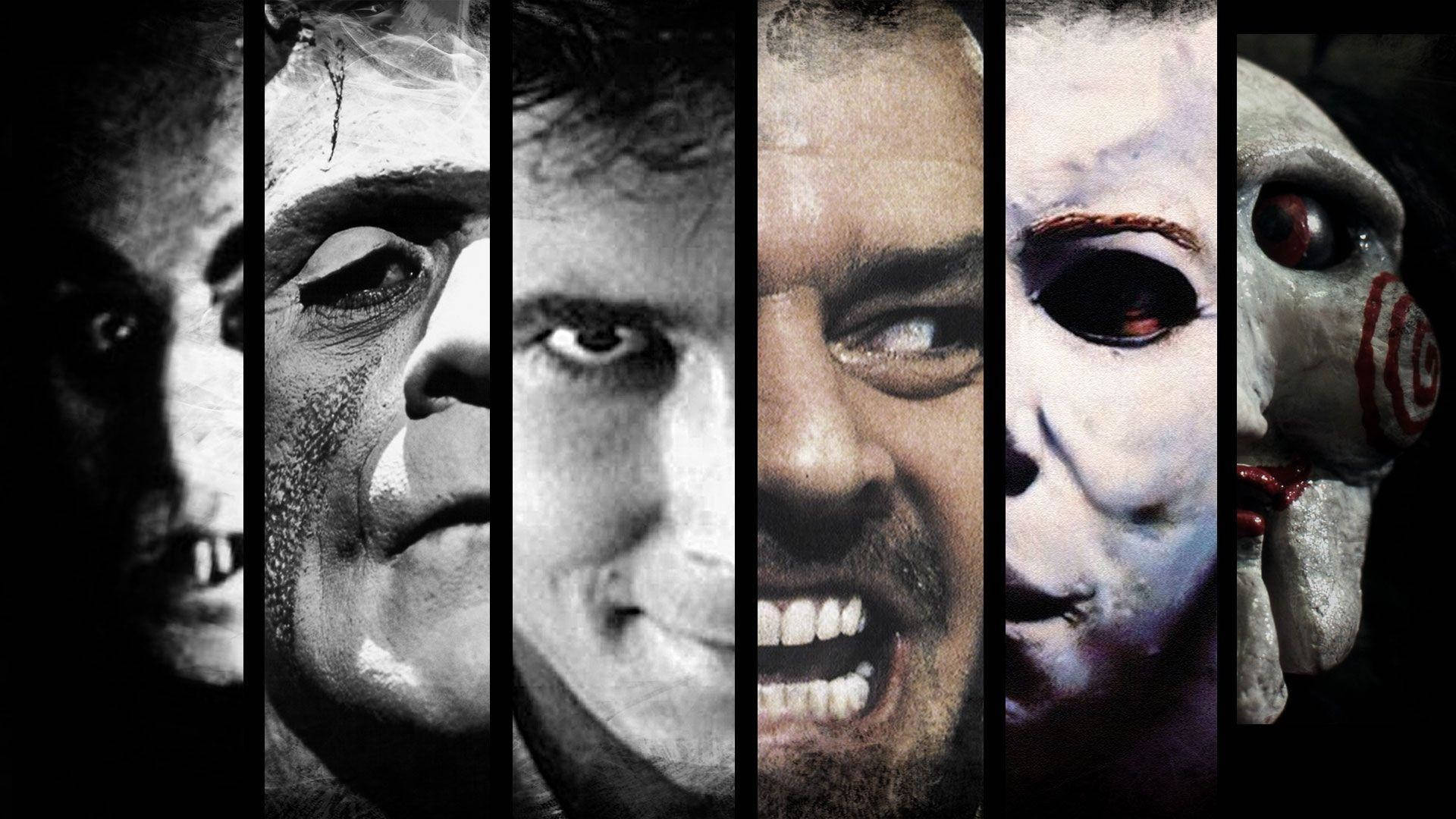 Iconic Characters From Classic Horror Movie Background
