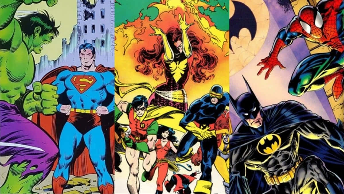 Iconic_ D C_ Marvel_ Heroes_ Collage Wallpaper