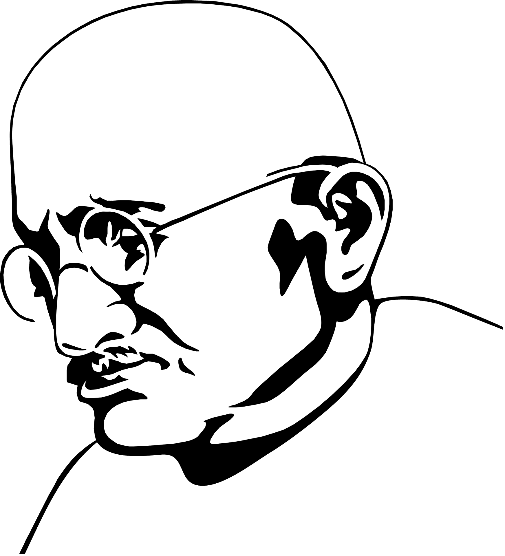 Iconic Gandhi Profile Vector PNG