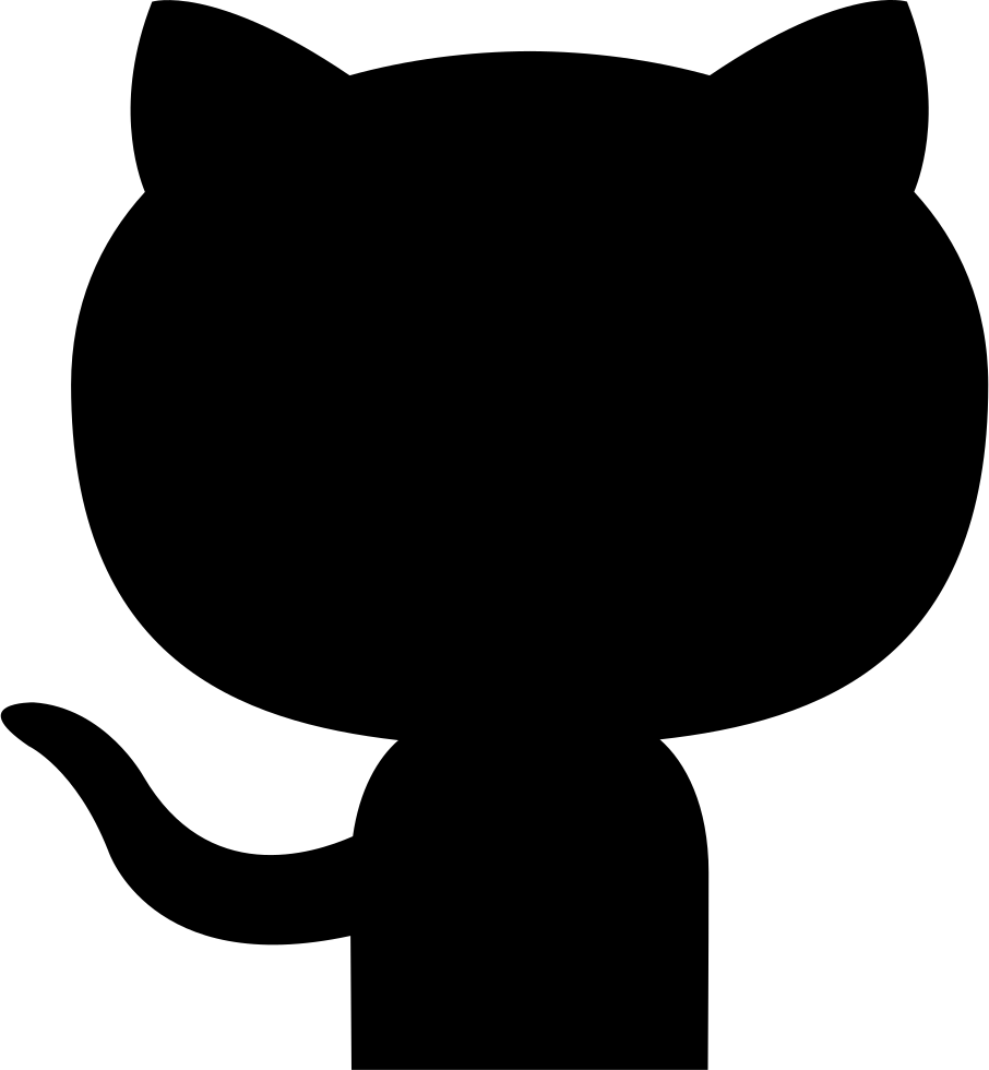 Git Hub Octocat Logo PNG — A minimalist black silhouette of a cat with pointed ears and a curved tail against a plain white background.
