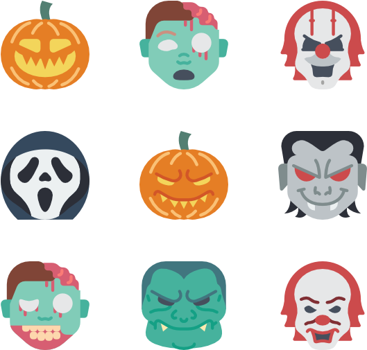 Iconic Horror Charactersand Pumpkins PNG