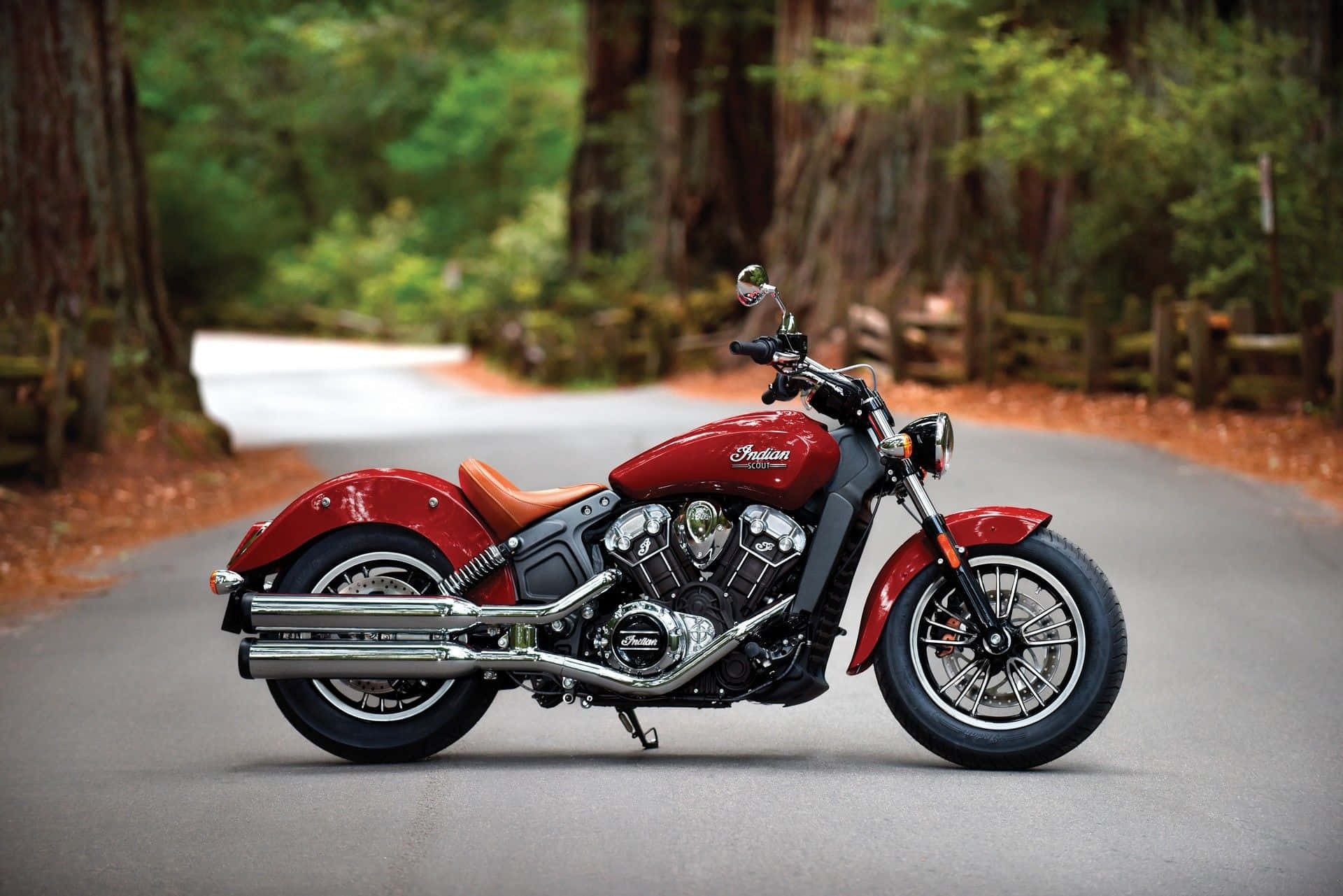 Iconic Indian Motorcycle On Open Highway Wallpaper