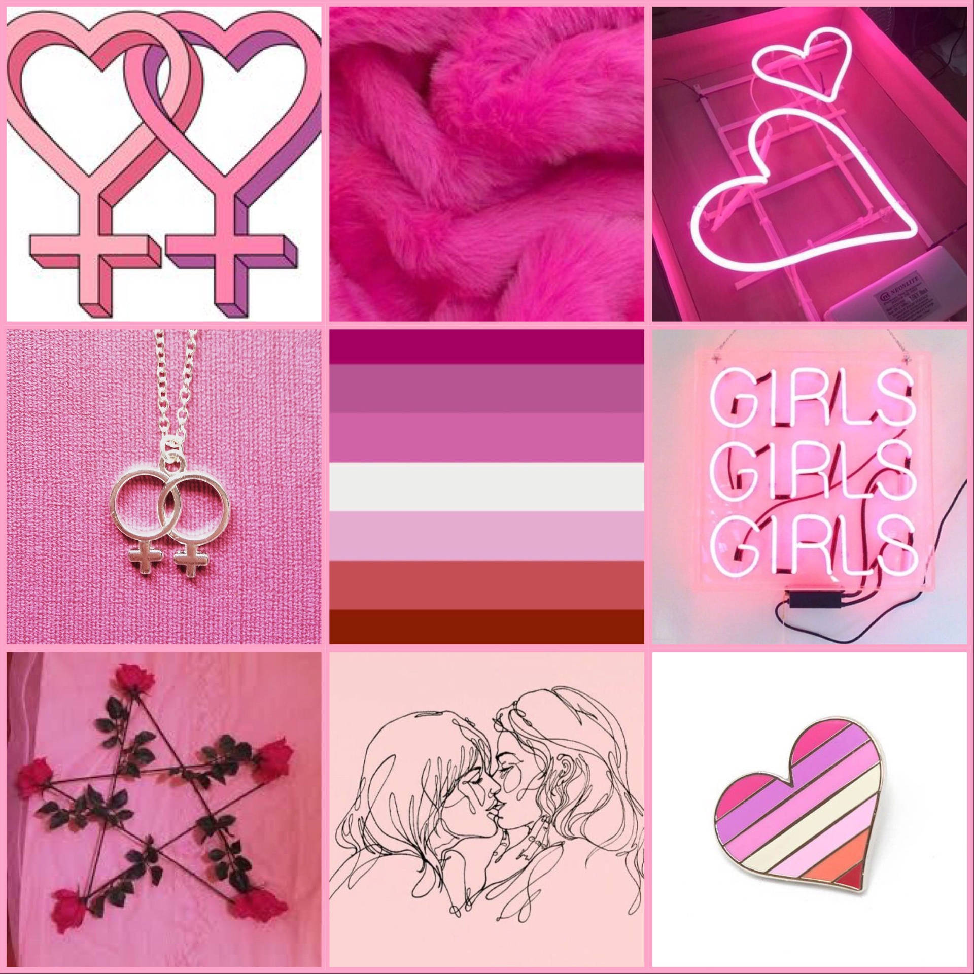 Iconic Lesbian Aesthetic Collage Wallpaper