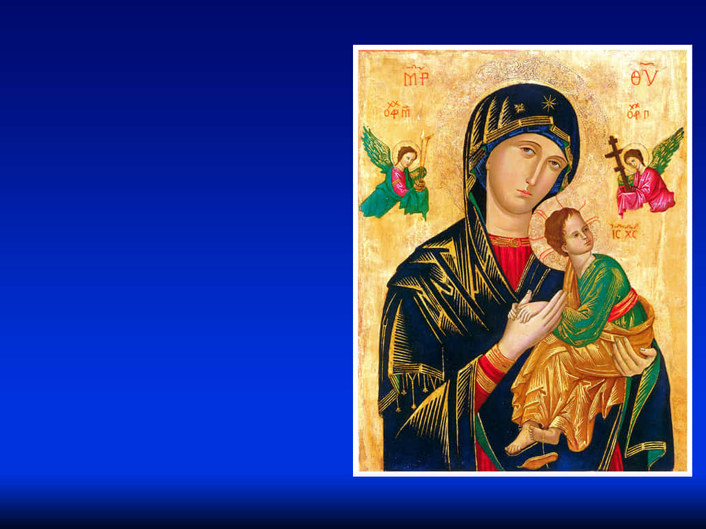 Iconic Madonnaand Child Painting Wallpaper