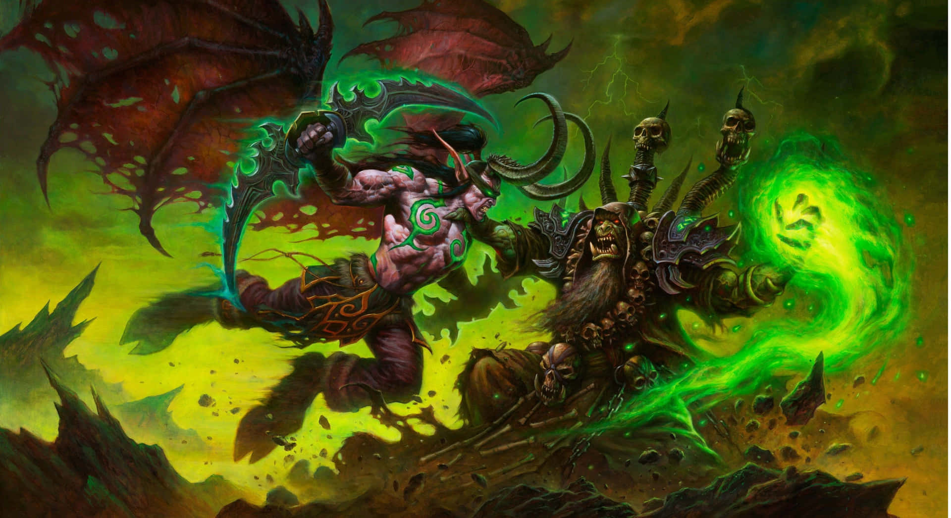 Iconic Malfurion Stormrage With Emerald Dream Backdrop Wallpaper