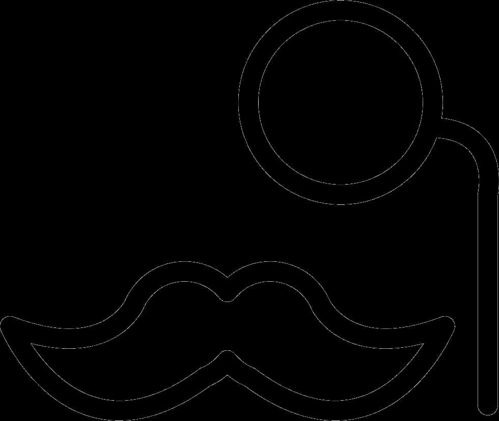 Iconic Mustacheand Monocle Outline PNG