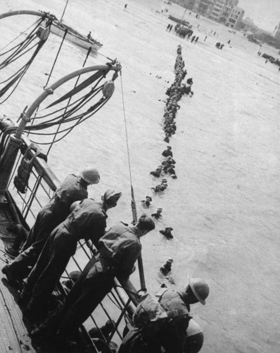 Ikonisk Dunkirk Evakuerings Billede Tilføjet til Din Skrivebordsbaggrund