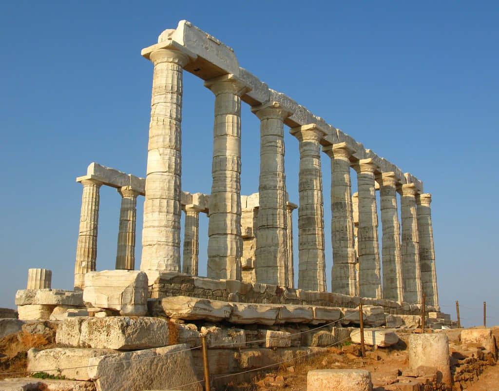 Iconic Pillars Of Temple Of Poseidon Wallpaper