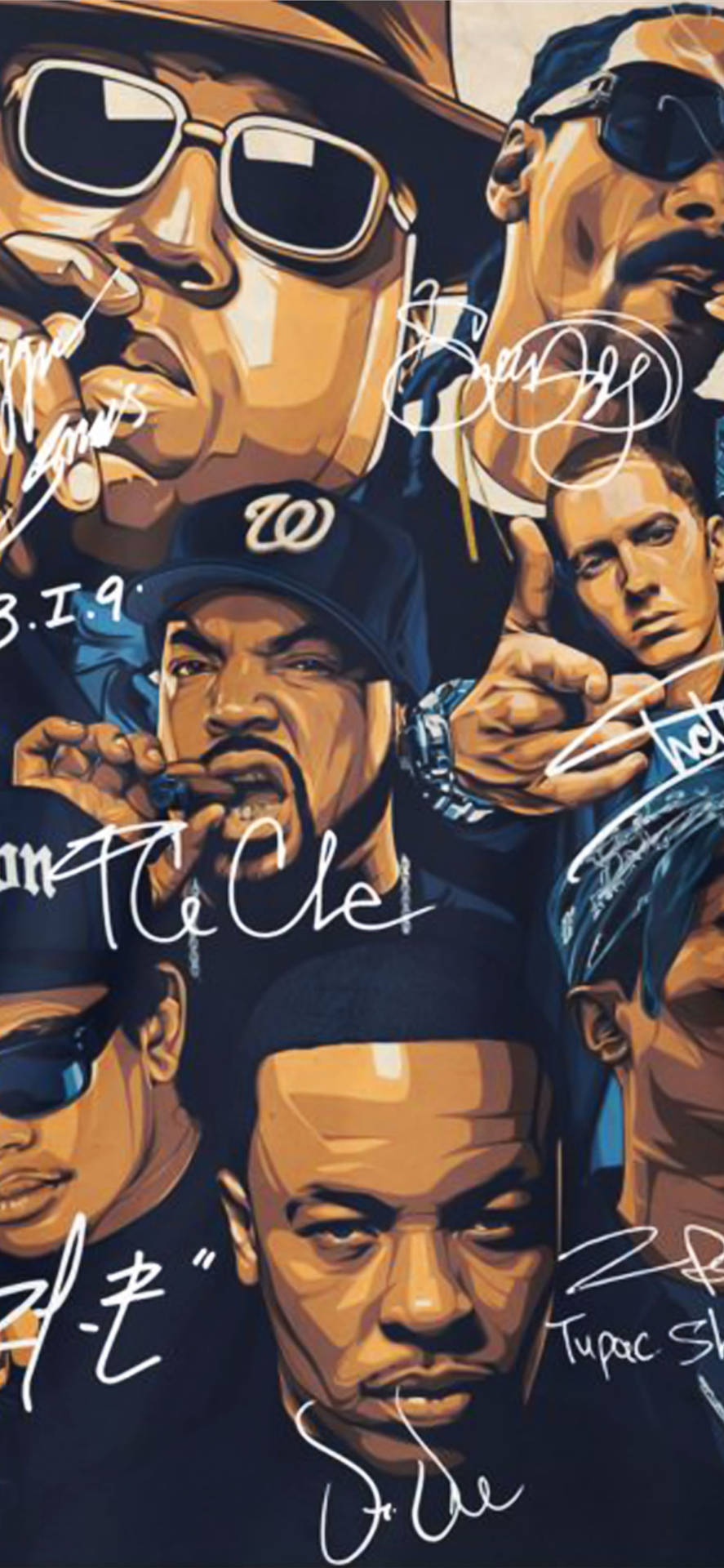 Iconic Rap Legends Artwork Wallpaper