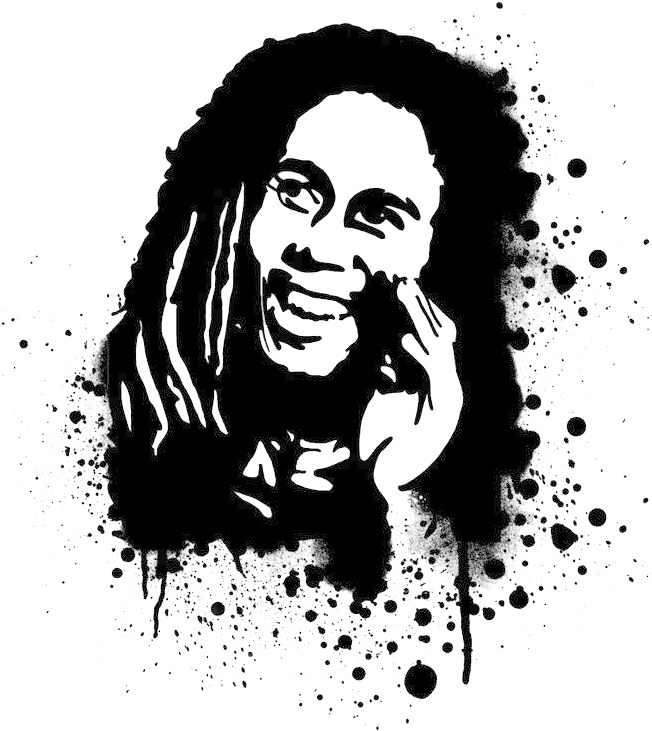 Iconic Reggae Artist Stencil PNG