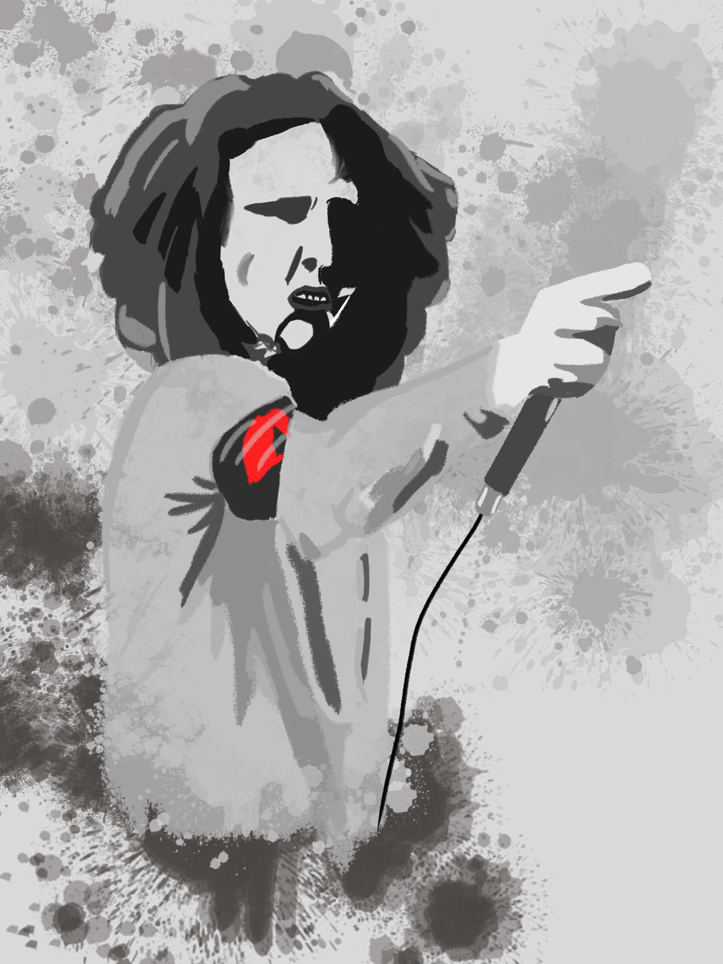 Iconic Rock Vocalist Artwork Wallpaper