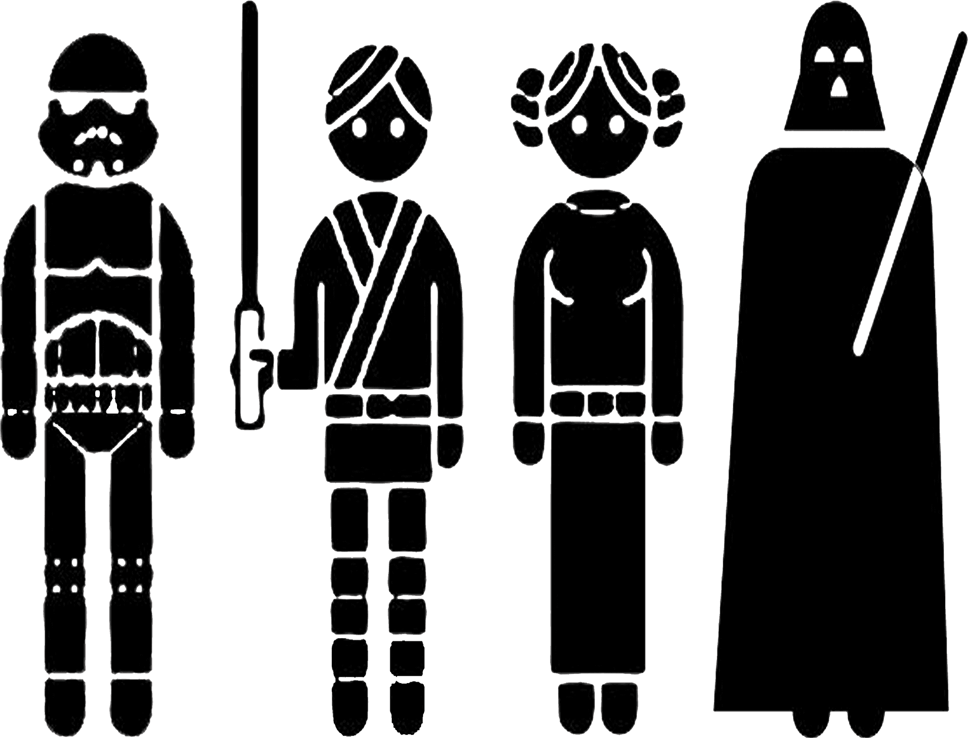 Iconic Sci Fi Characters Silhouettes PNG