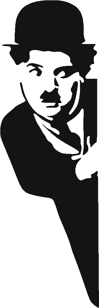 Iconic Silent Film Character Silhouette PNG