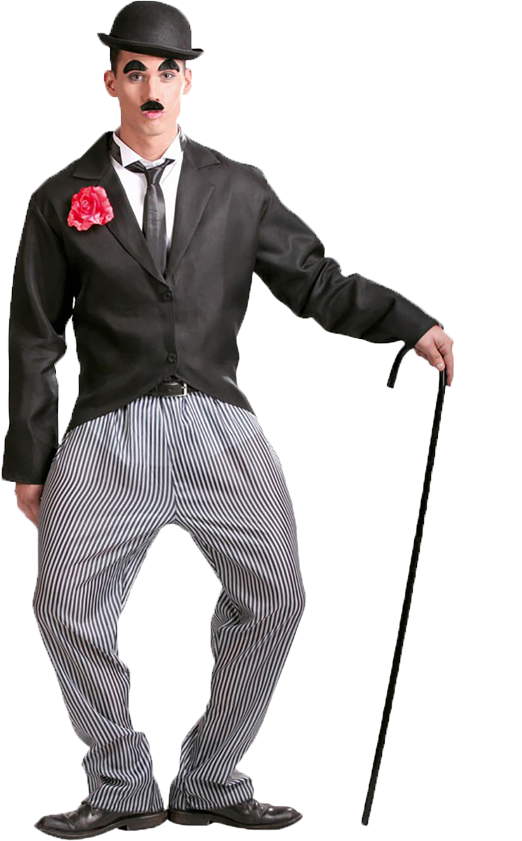 Iconic Silent Film Comedian Outfit PNG
