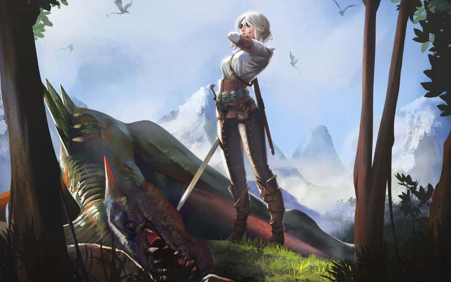Iconic Silver Sword Of Geralt From The Witcher Wallpaper
