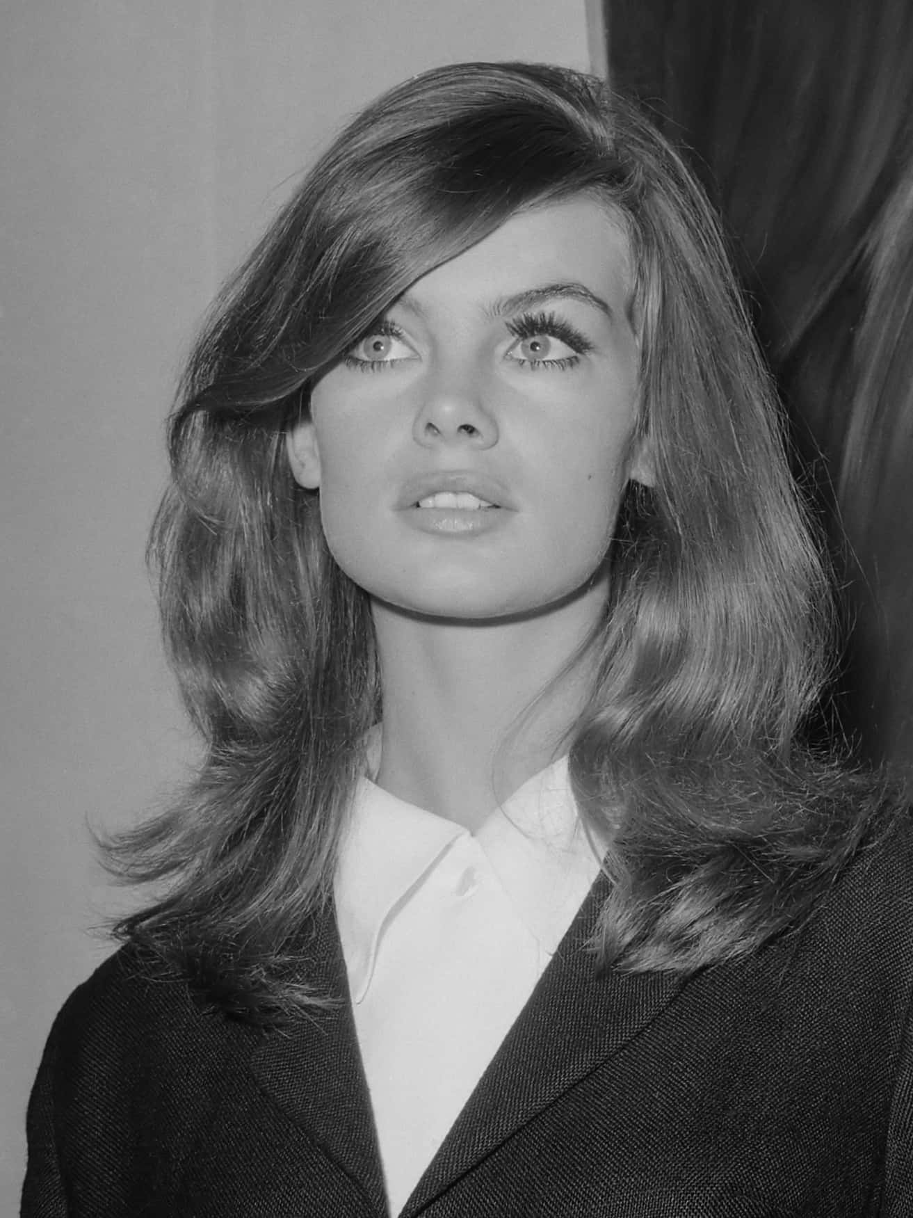 Iconic Supermodel Jean Shrimpton In A Captivating Pose Wallpaper