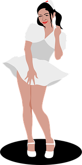 Iconic White Dress Pose Illustration PNG