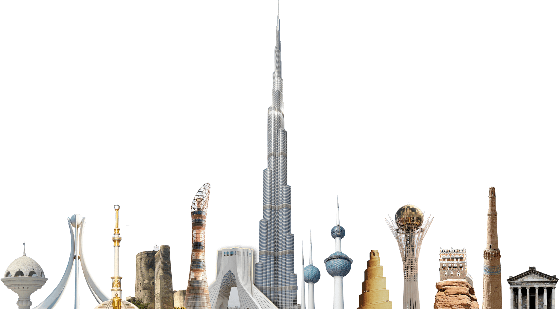 Iconic World Skylines Dubai Burj Khalifa Centerpiece PNG
