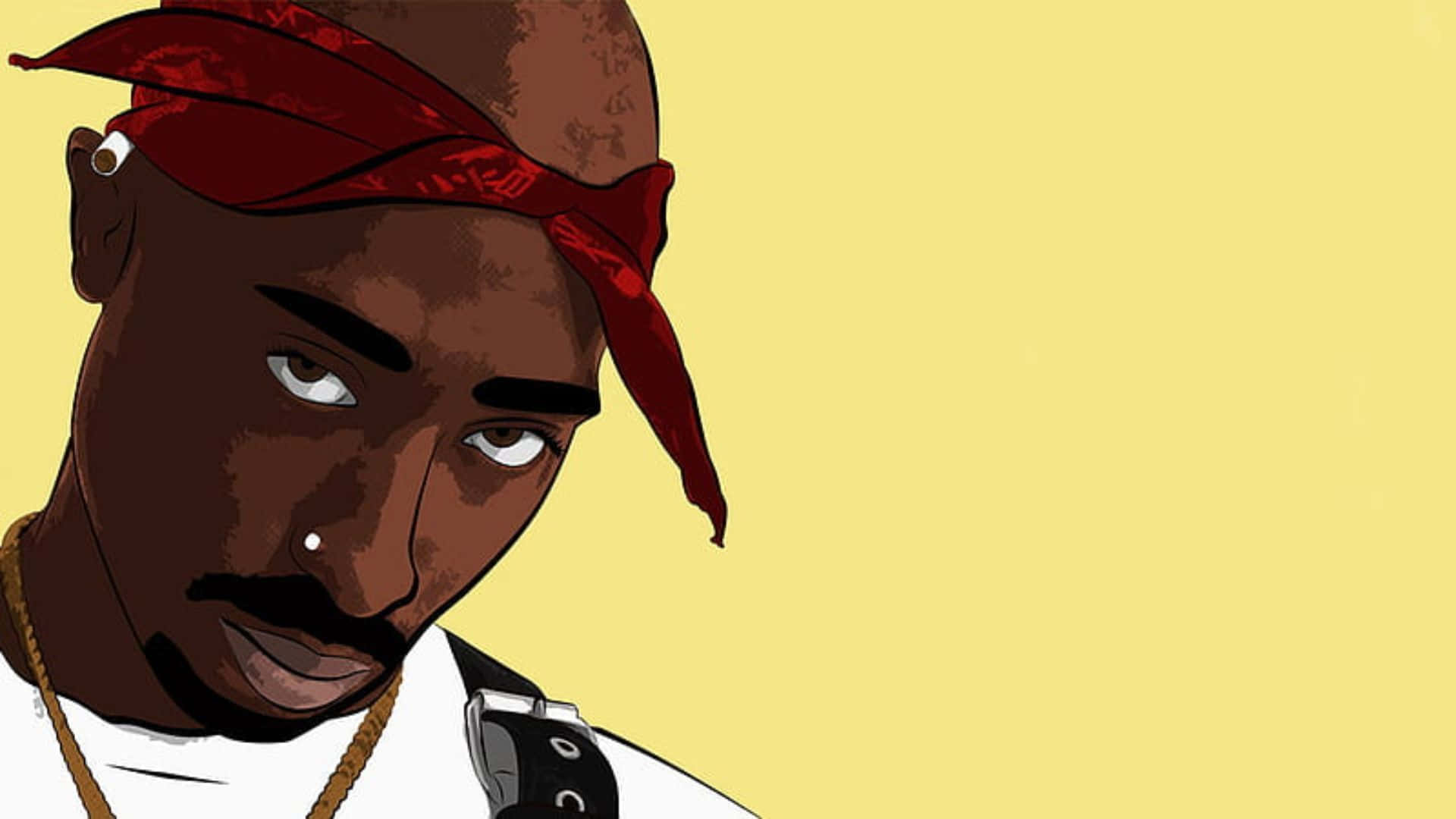 Iconicoritratto Di Tupac Shakur Su Sfondo In Bianco E Nero