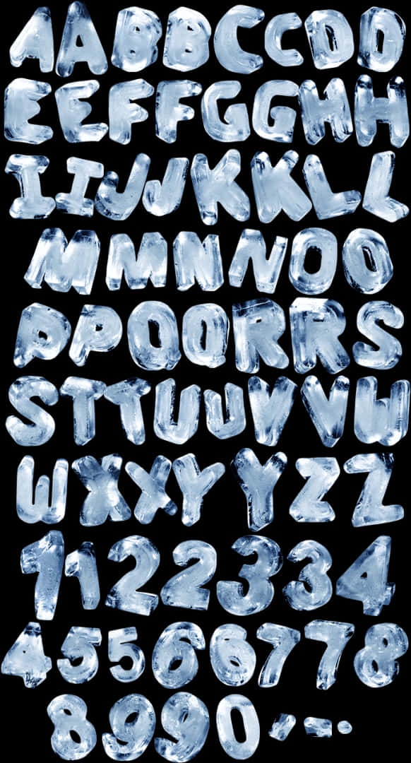 Icy Alphabetand Numbers PNG