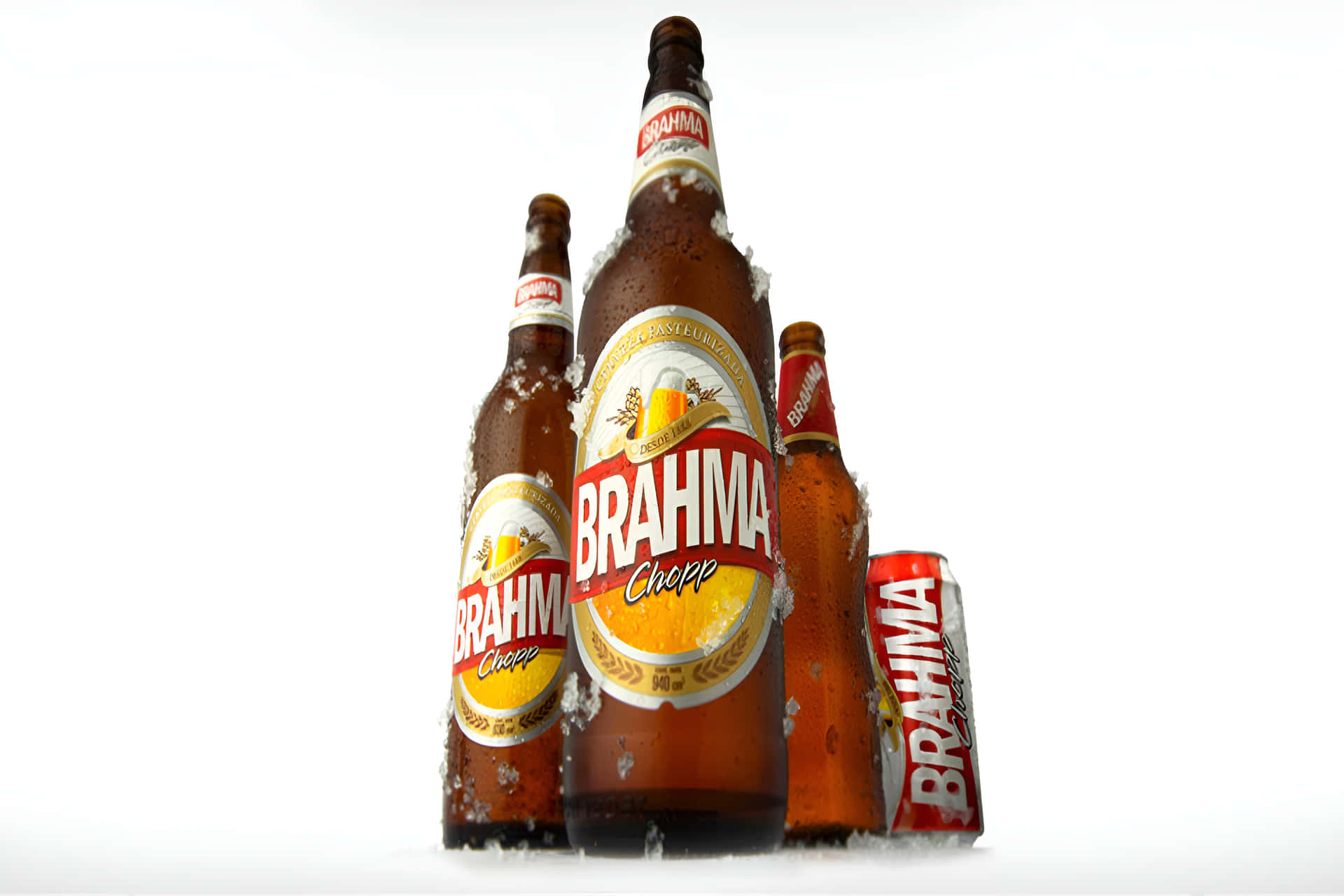Icy Brahma Chopp Pilsen Beer Bottles And Can Wallpaper