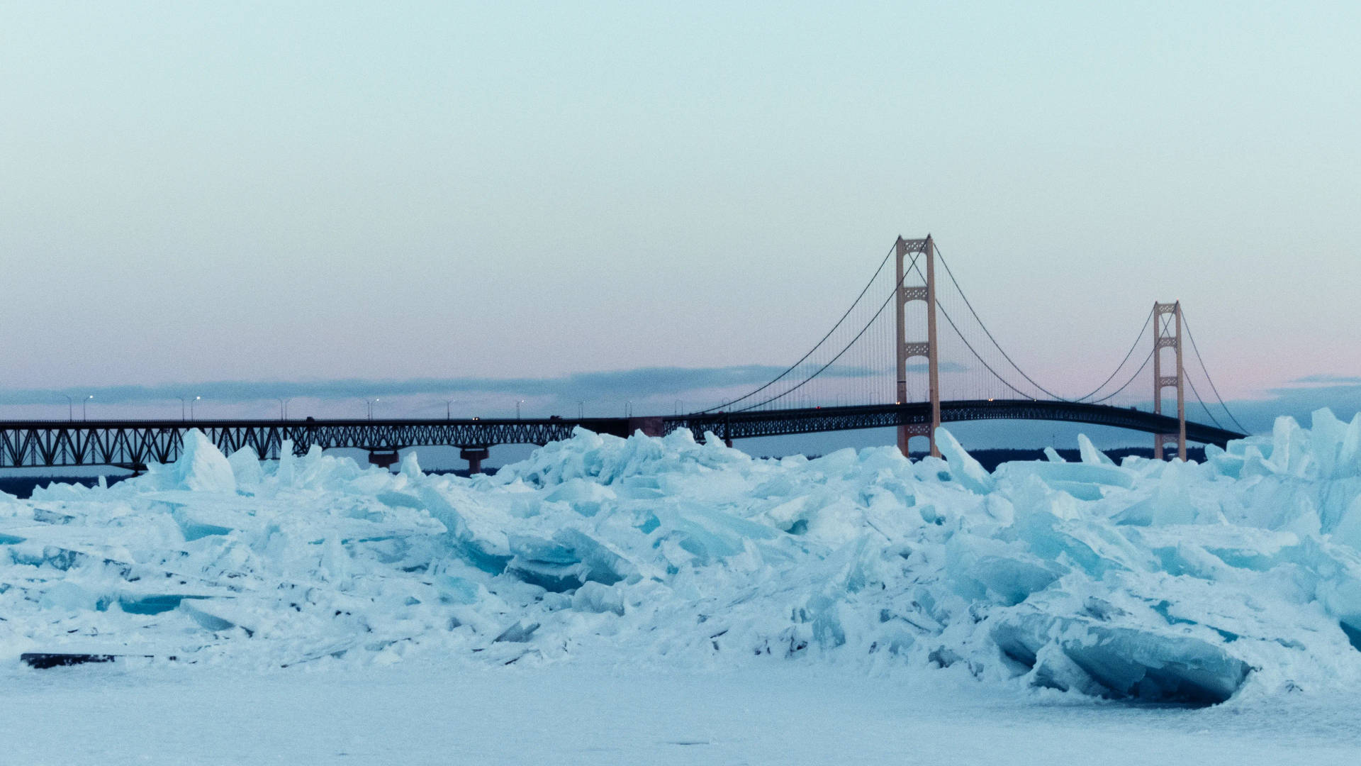 Icy Mackinac Bridge Wallpaper