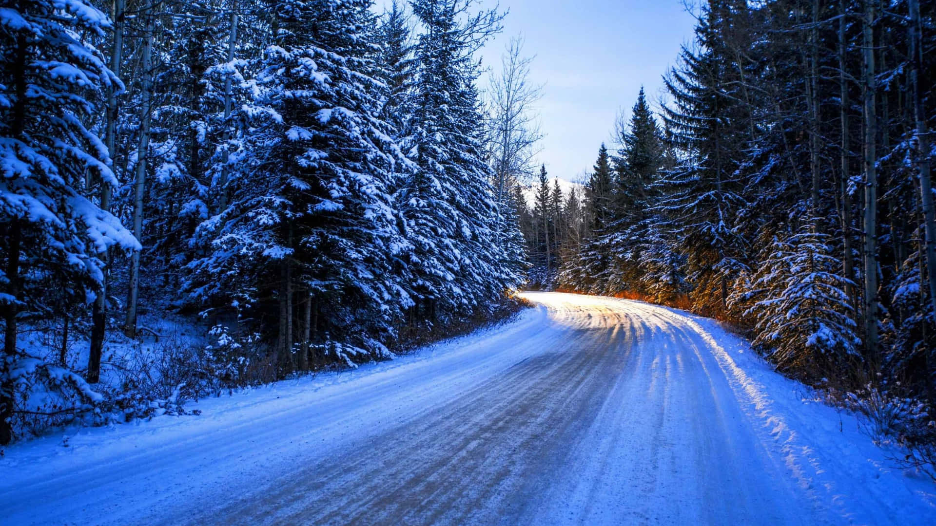 Slippery Winter Journey - Icy Road Wallpaper
